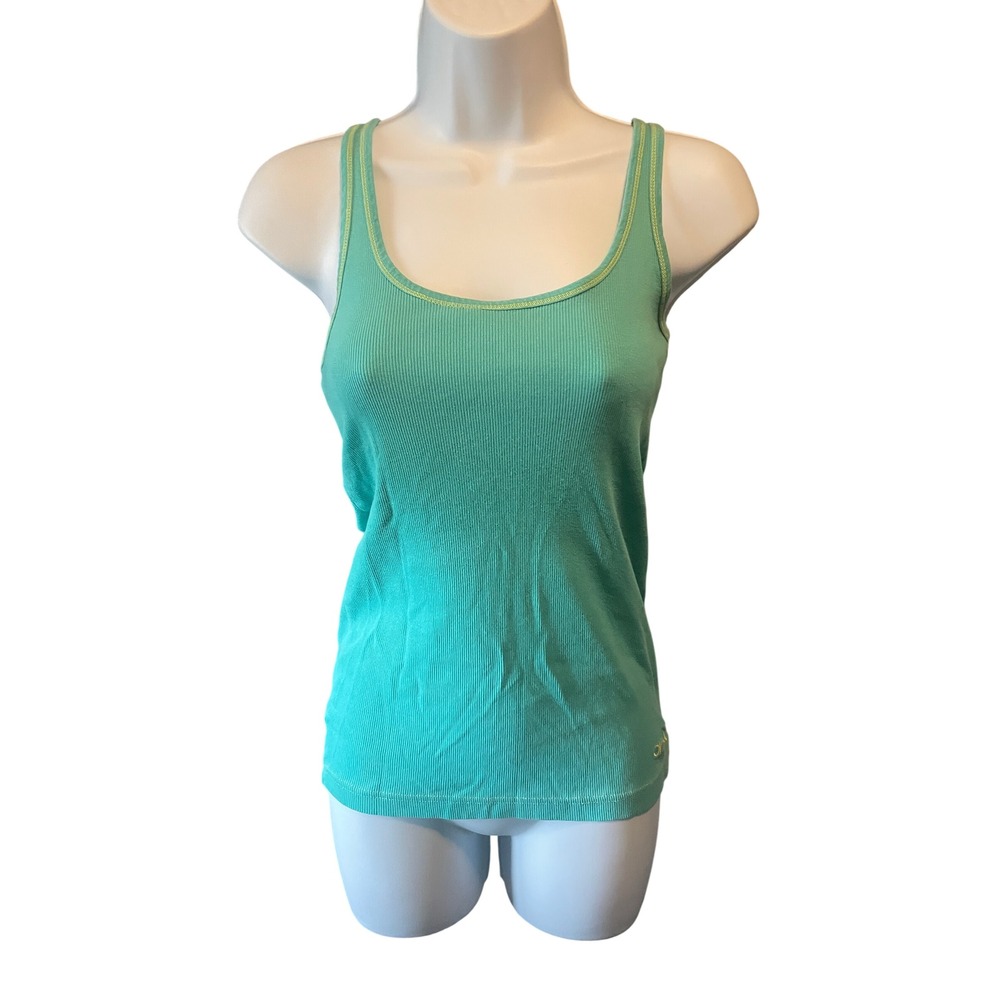 VTG O'Neill Women Y2K Ribbed Racerback Tank Top Size M Aqua Beachy Surf Coastal
